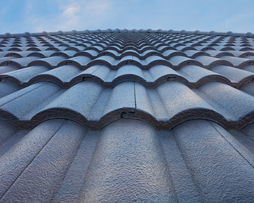 tile roof with blue sky